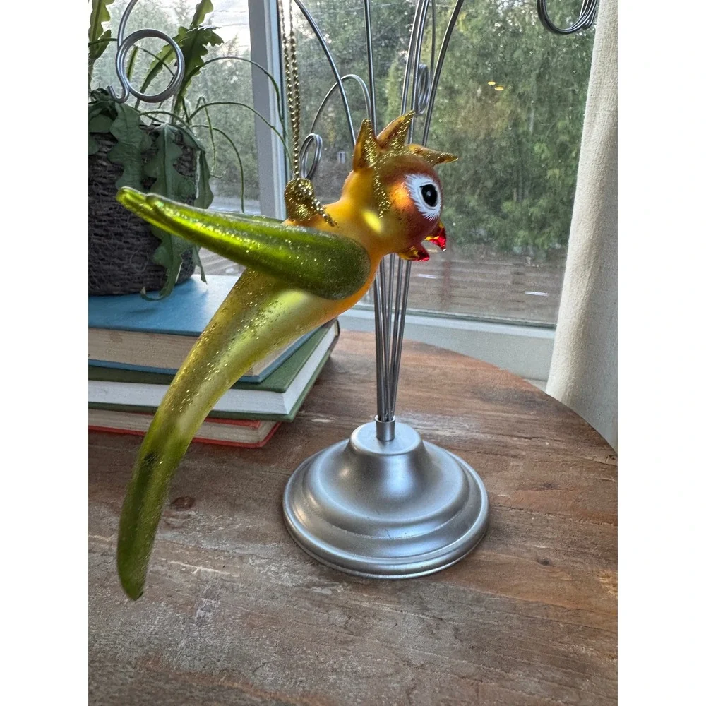 Vintage Blown Glass Parrot Bird Polly Slavic Treasures Christmas Ornament